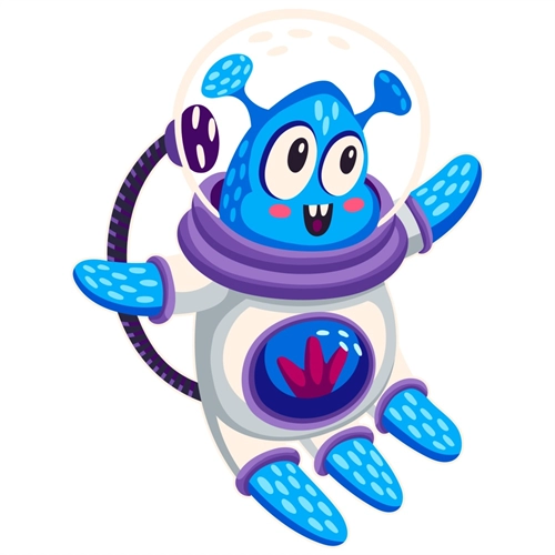 Space Explorers Theme Blue Alien Transparent Sticker